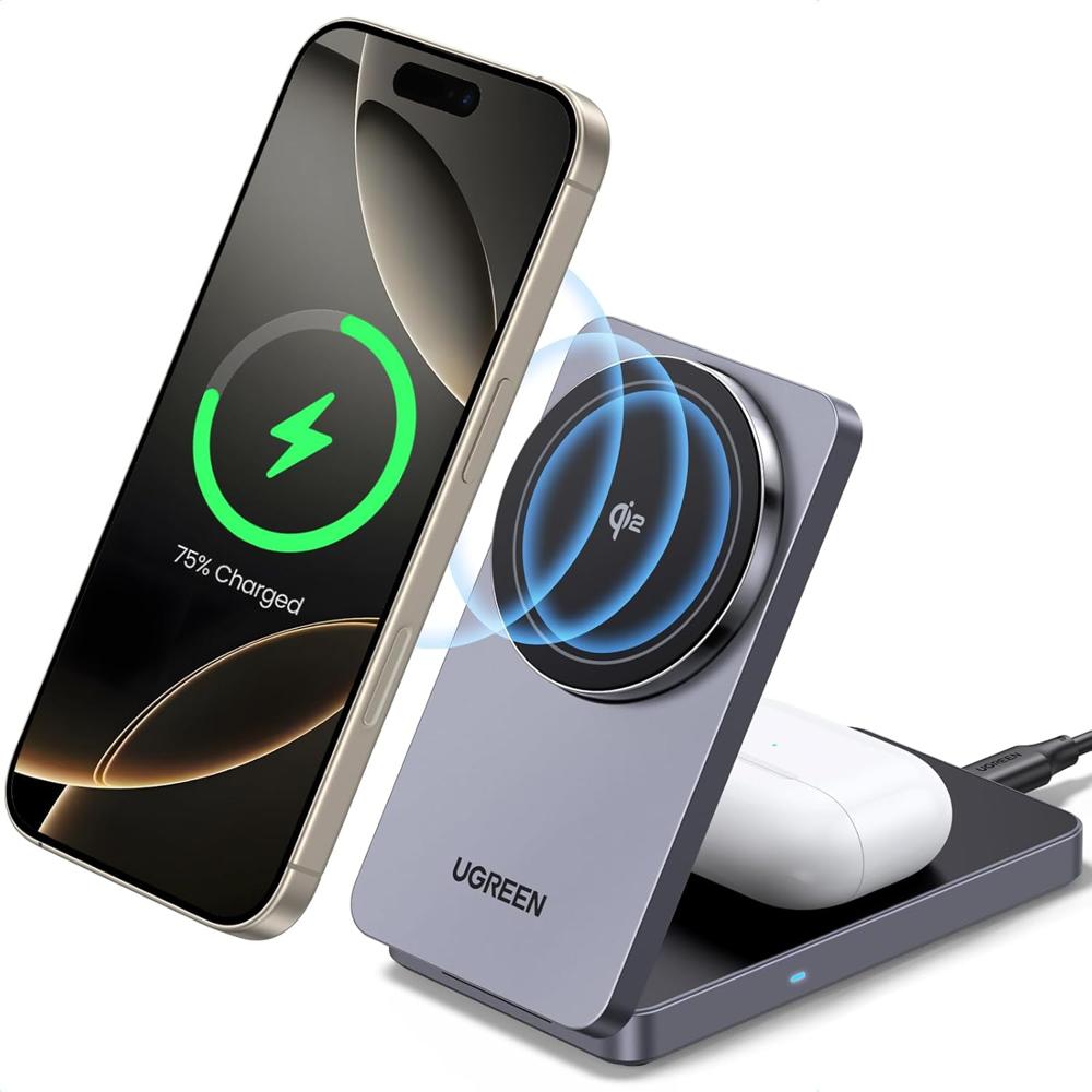 Ugreen Cargador Inalámbrico Magnético y Soporte Qi2 Magsafe W706 45023