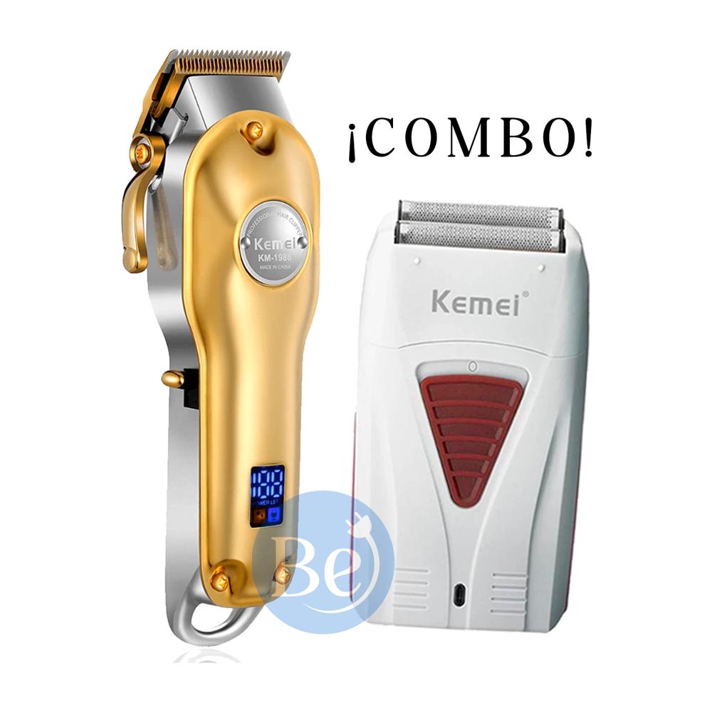Combo Kemei Cortadora KM-1986 y Afeitadora Shaver KM-3382
