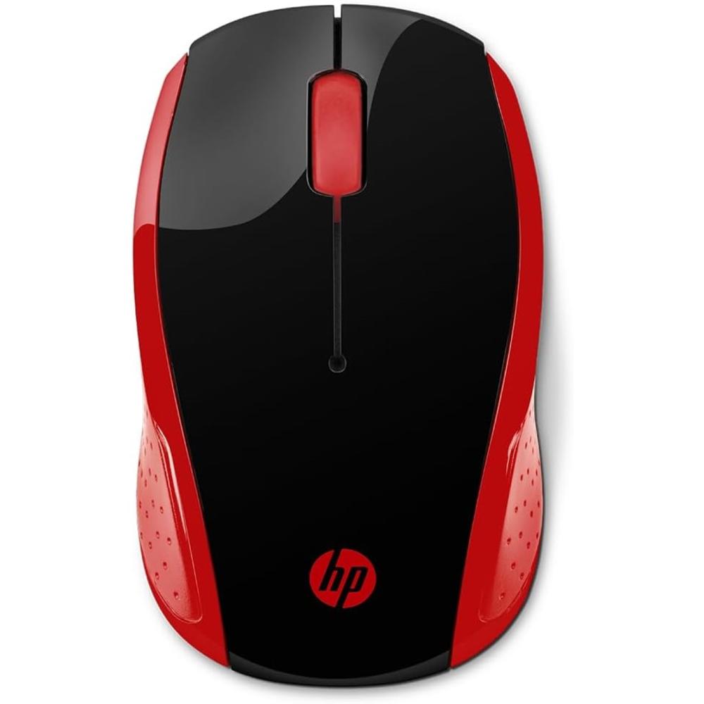 HP Mouse 200 Wireless Óptico 1000 DPI Ambidextro Rojo/Negro - 2HU82AA