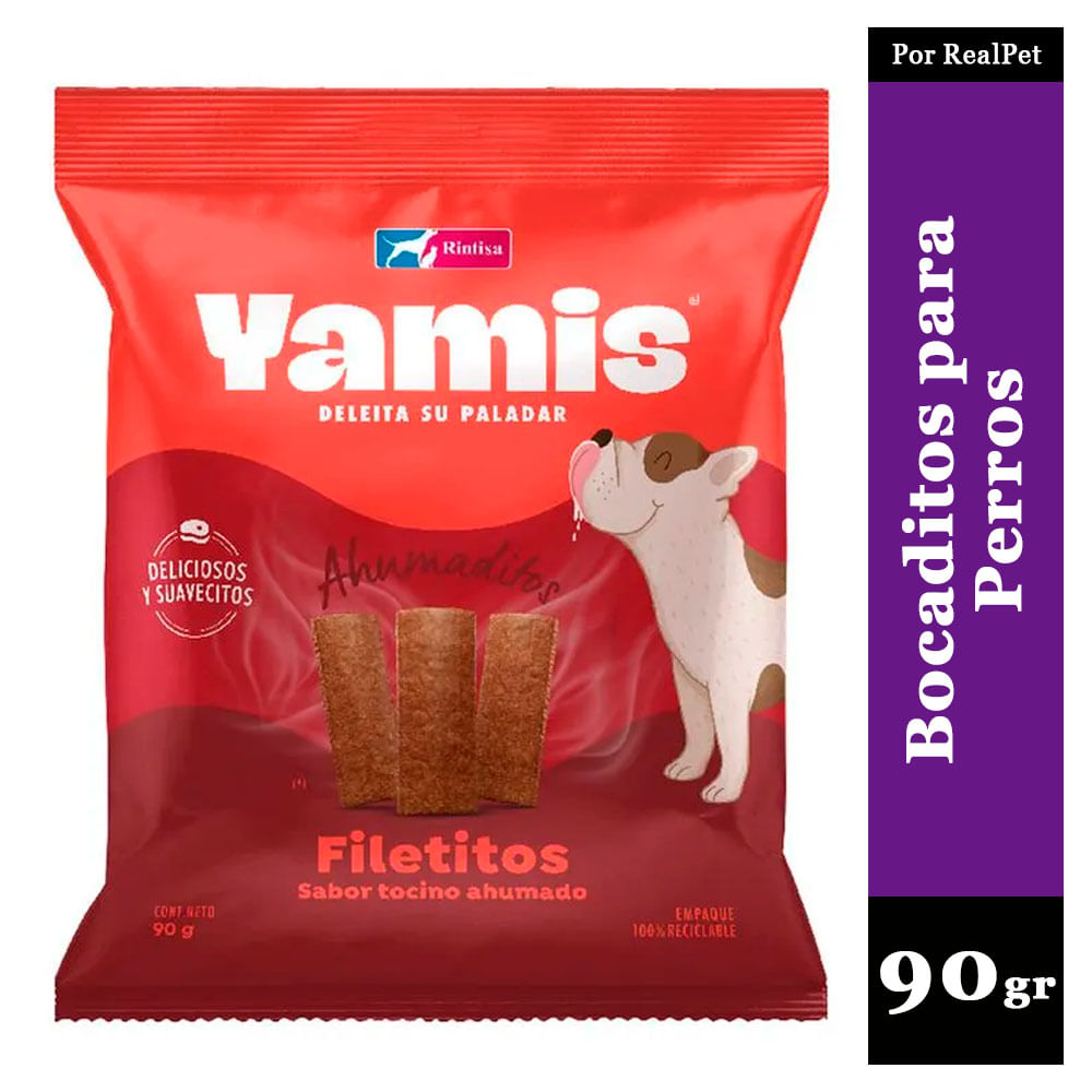Filetitos Yamis para Perros Adultos Tocino Ahumado 80gr