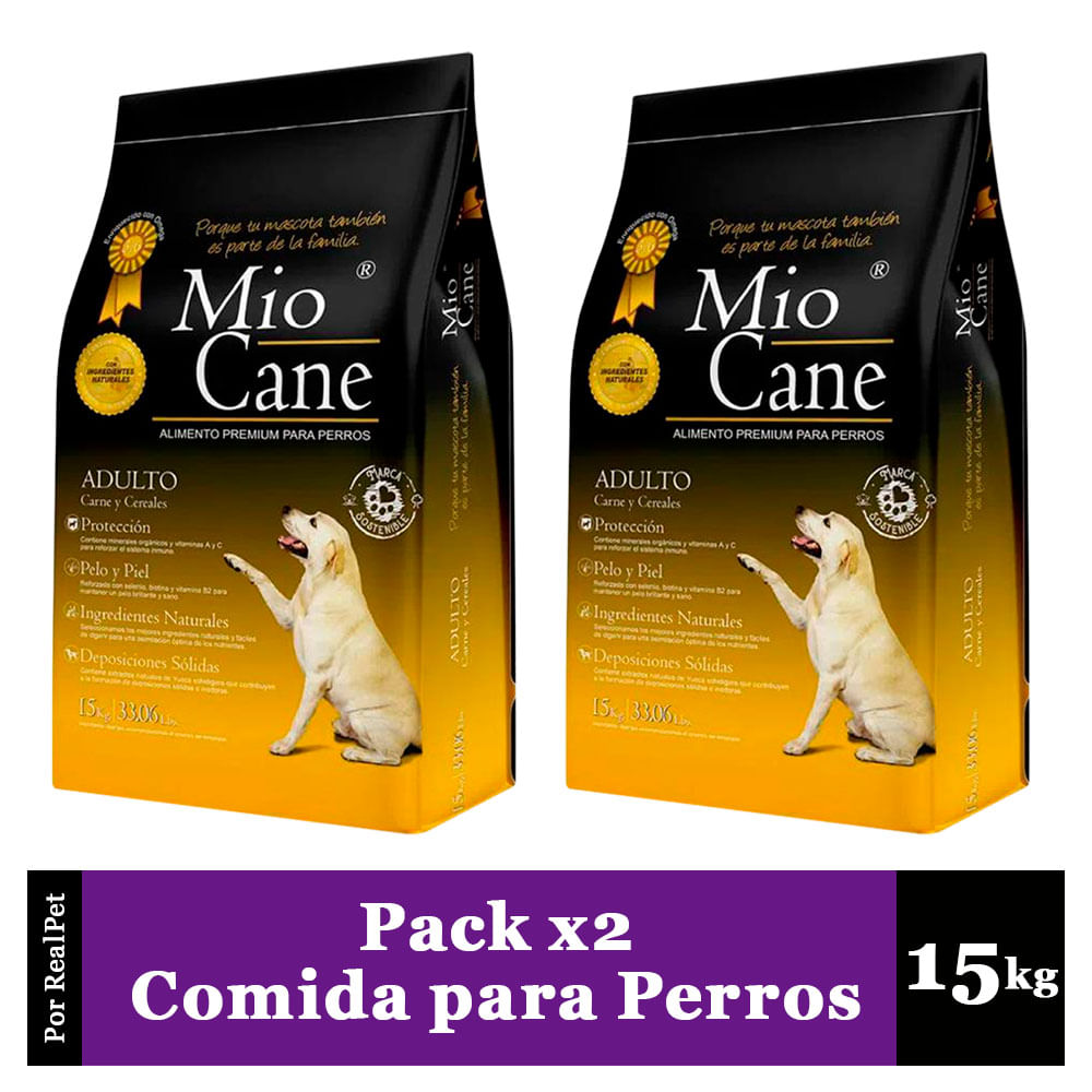Pack x2 Comida para Perro Adulto Mio Cane Premium 15 kg