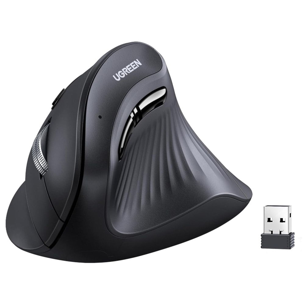 Mouse Vertical Inalambrico Ergonomico UGREEN 4000DPI USB 2.4GHz 10 Mts Negro