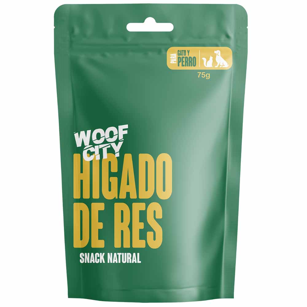 Alimento para Perro y Gato WOOF CITY Snack Hígado de Res Pouch 75g