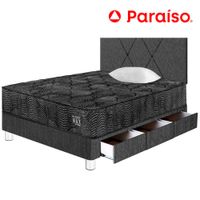 Juego de Dormitorio PARAISO Pocket Max Black C/Caj 1.5 Plazas + 1 Almohada + Protector