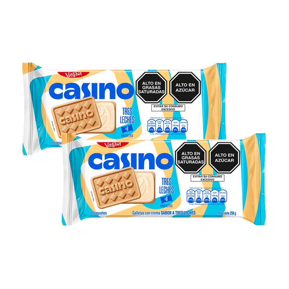 Pack Galleta CASINO Sabor Tres leches Bolsa 43g Paquete 6un x2un