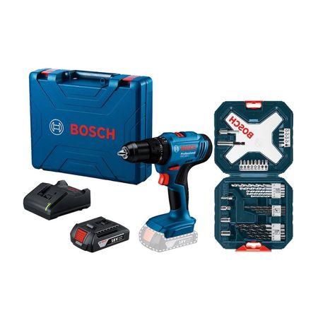 Taladro Percutor Bosch GSB 183-LI 18V + 1 Bateria + Set x-Line 34 Piezas