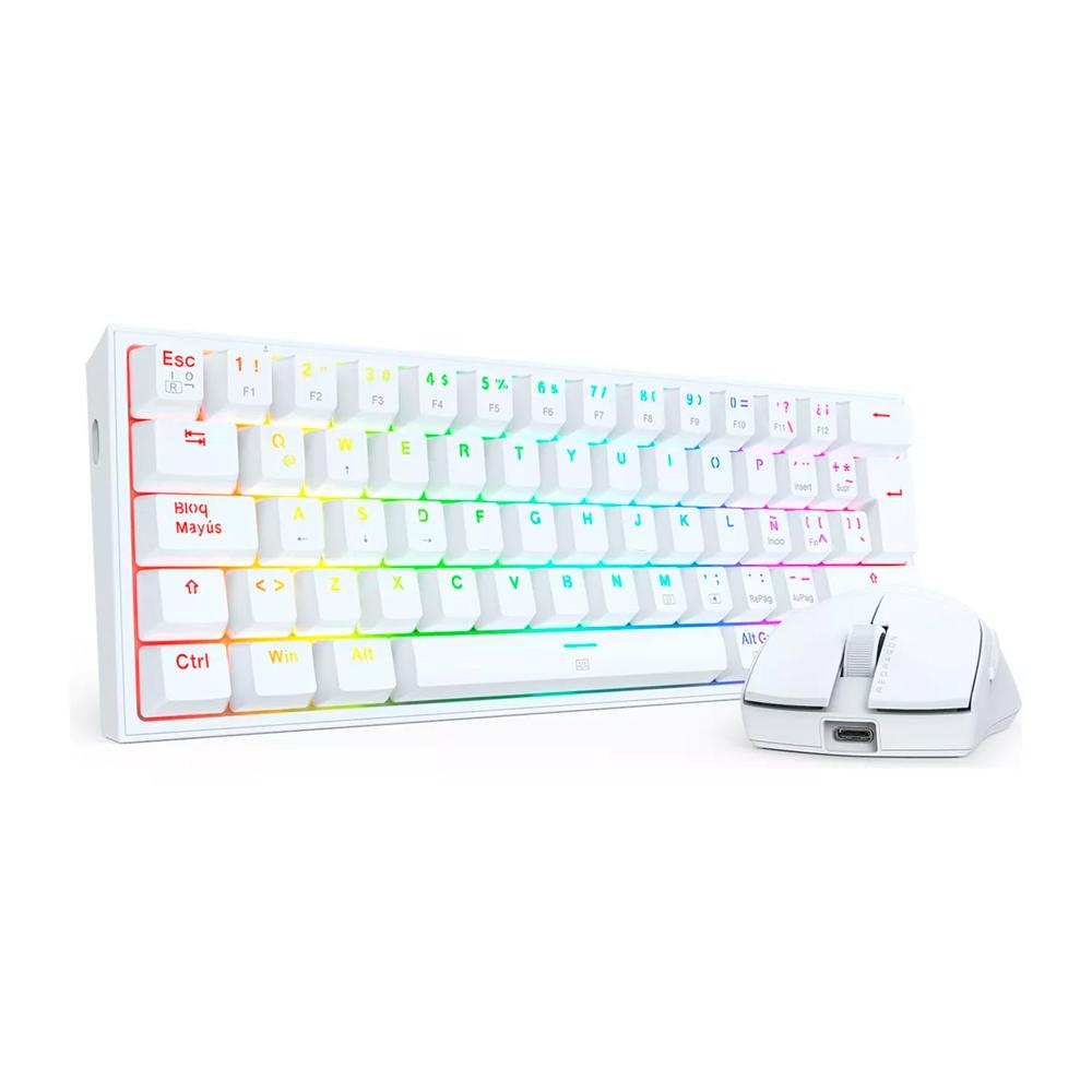Combo Redragon S143 Teclado K617Rgb Fizz Sp (Español Cableado) + Mouse M724 White