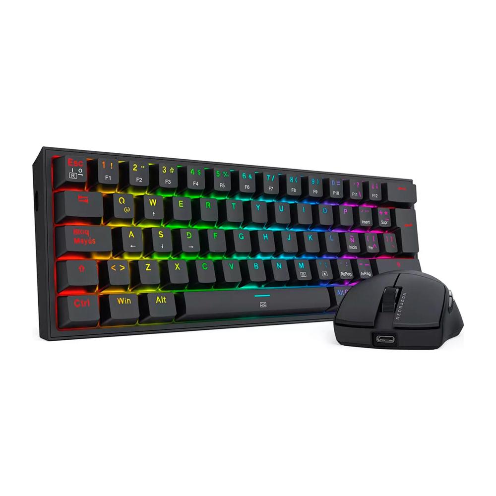 Combo Redragon S143 Teclado K617Rgb Fizz Sp (Español Cableado) + Mouse M724 Black