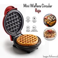 Mini Wafflera Antiadherente Eléctrica Circular-Rojo