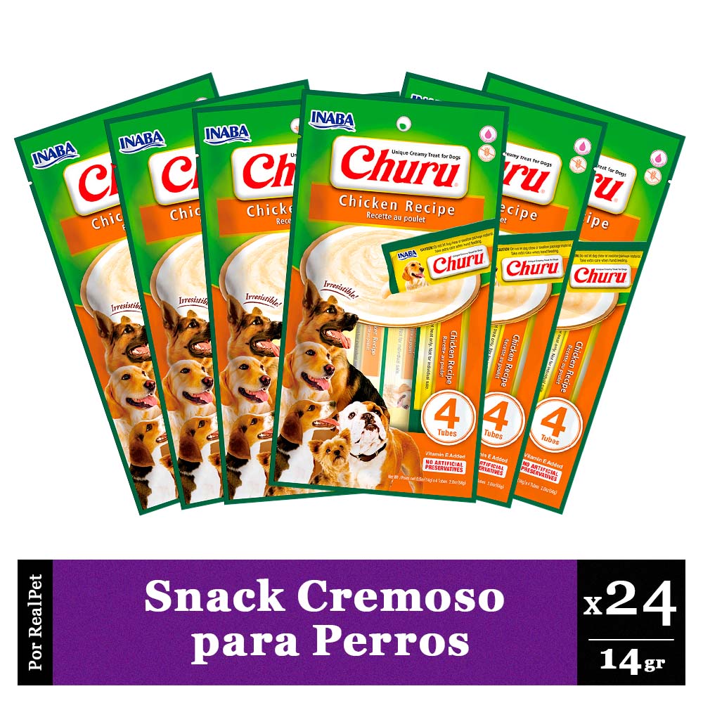Snack Cremoso Perro Churu Pollo 6 sobres x 4 tubos