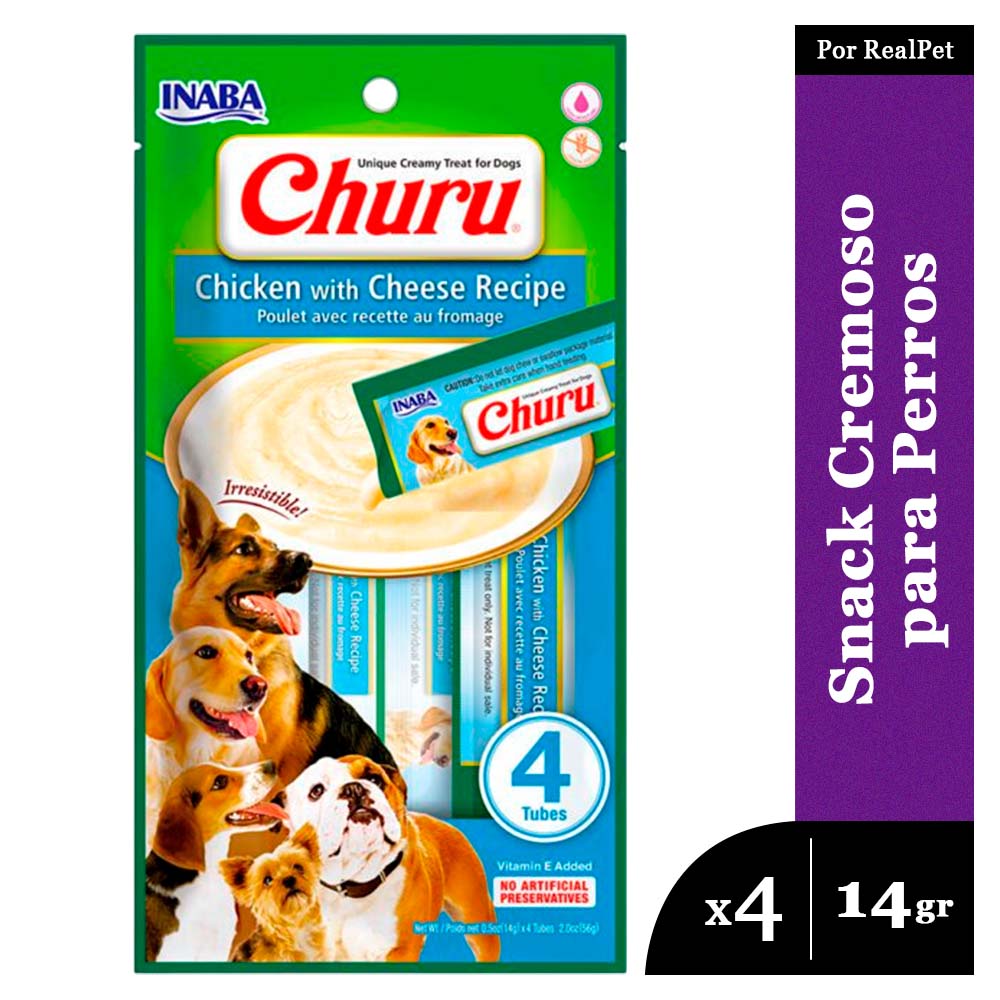 Snack Cremoso Perro Churu Pollo y Queso 1 sobre x 4 tubos