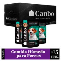 Pack Caja x15 Comida Húmeda Perro Cachorro Canbo Pavo 100gr