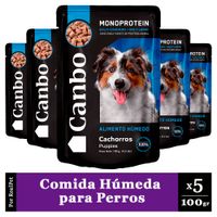 Pack x5 Comida Húmeda Perro Cachorro Canbo Cordero 100gr