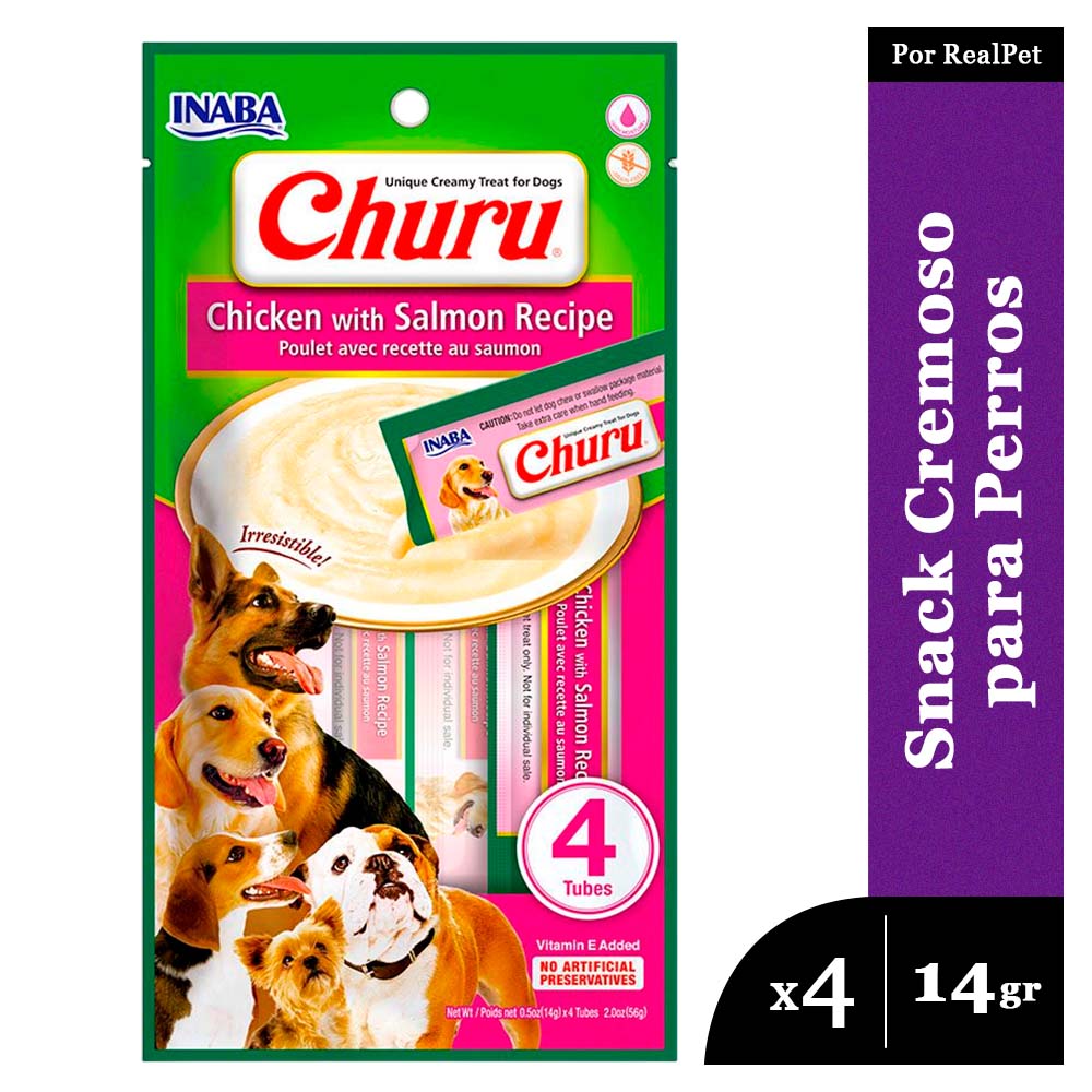 Snack Cremoso Perro Churu Pollo y Salmón 1 sobre x 4 tubos