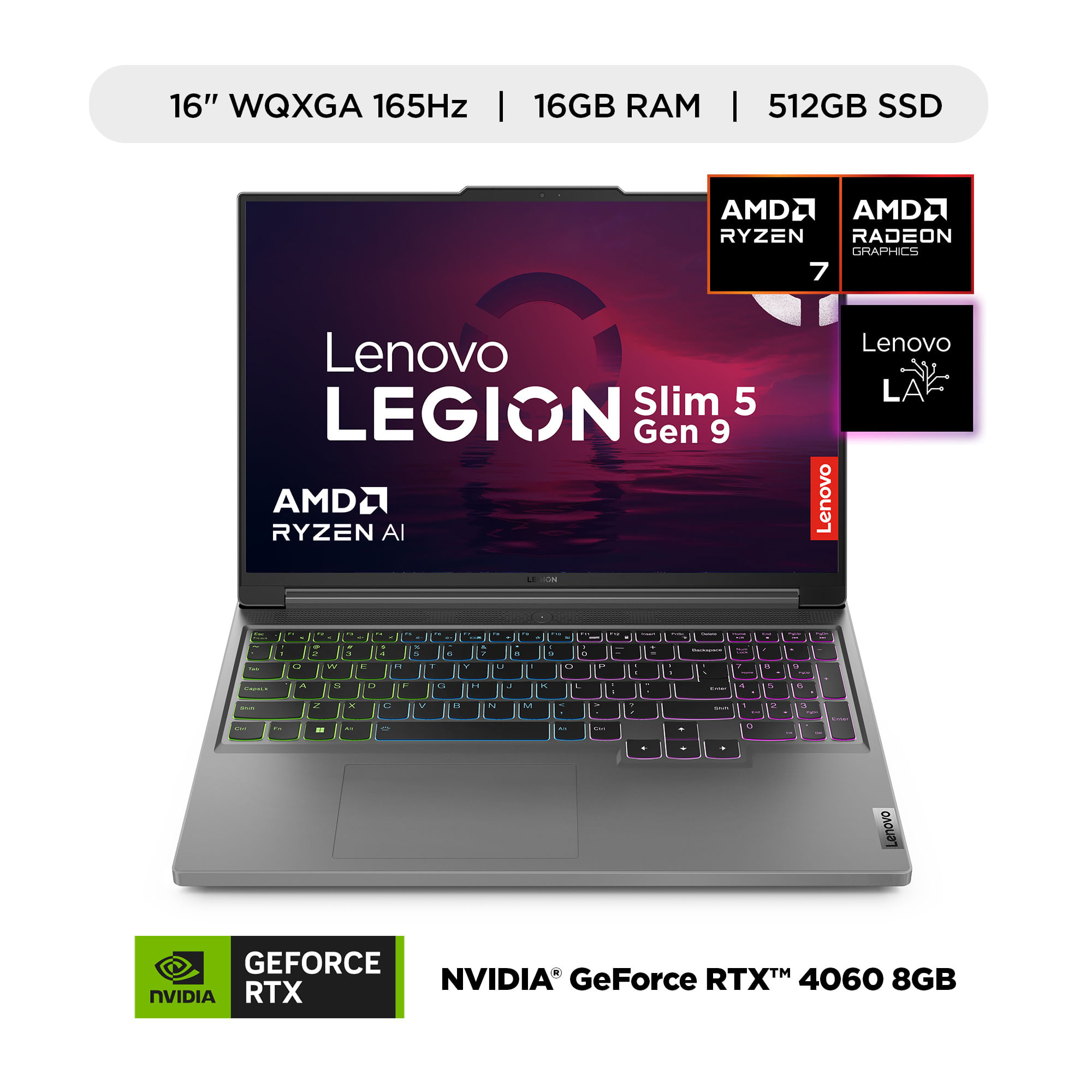 Laptop LENOVO Legion Slim 5 16AHP9 AMD Ryzen 7 8845HS 16GB 512GB SSD