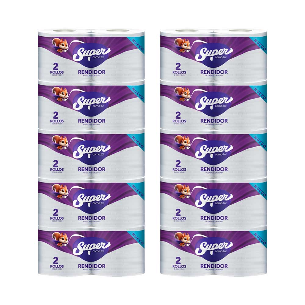 Papel Higiénico SUPER Morado 15mts Plancha 10 Paquetes 2un c/u