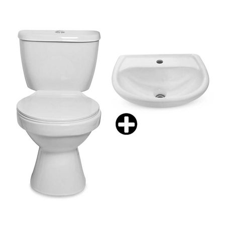 COMBO Taza + Tanque + Asiento Aruba Blanco + Lavatorio Aruba Blanco