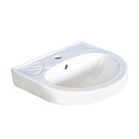 Lavatorio Cerámico Ovalado Omega HEX02 Blanco de 38 cm