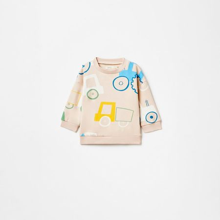 Polera Estampada Camiones Sfera Bebé Niño Beige 36