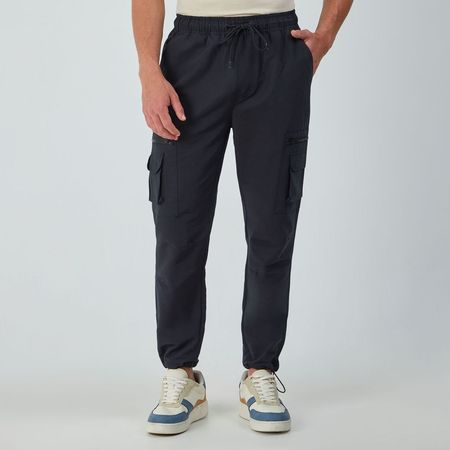 Pantalón Hombre Cargo Cierre Amc  NEGRO M