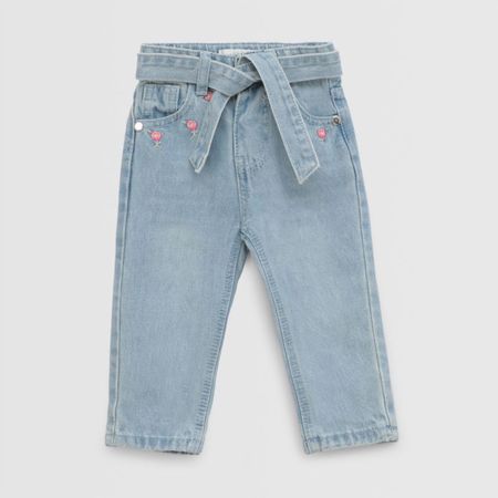 Jean Para Bebe Niña Baby Circus Belt Celeste Talla 18M