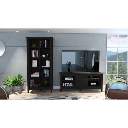 Rack Tv65 C/Puerta + Librero Essential - Wengue