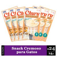 Snack Cremoso Gato Churu Pollo y Salmón 6 sobres x 4 tubos