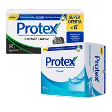 pack-jabon-en-barra-protex-carbon-detox-6x110g-jabon-en-barra-protex-fresh-3x110g