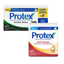 pack-jabon-en-barra-protex-carbon-detox-6x110g-jabon-en-barra-protex-macadamia-3x110g