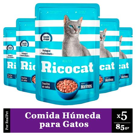 Pack x5 Comida Húmeda para Gato Ricocat Marinos 85gr