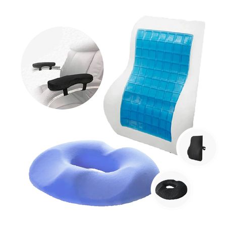 Cojín Lumbar y Cojín Dona Gel Tech  Regalo Par Apoyabrazos Teraflex