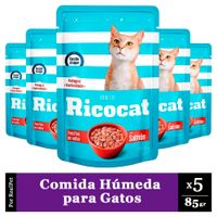 Pack x5 Comida Húmeda para Gato Ricocat Salmón 85gr