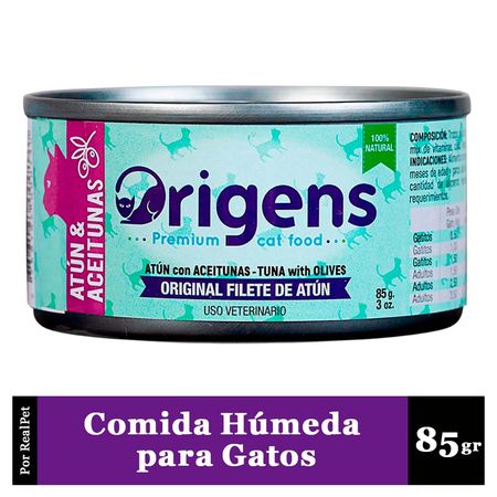 Comida Húmeda de Gato Origens Filete Atún con Aceituna 85gr