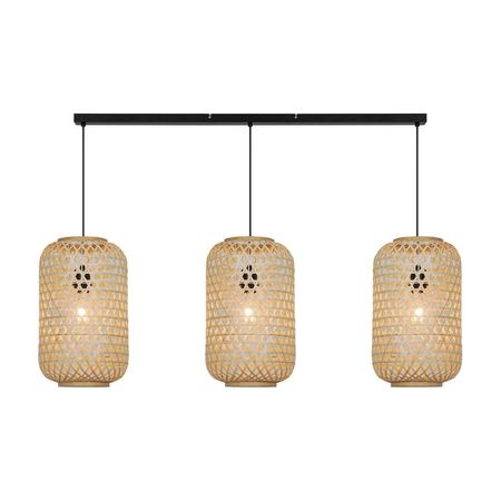Lámpara Colgante Orange Panal 3 Luces E27 Bambú