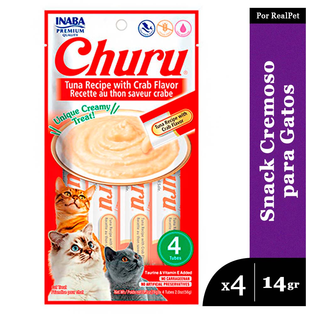 Snack Cremoso Gato Churu Atún y Cangrejo 1 sobre x 4 tubos