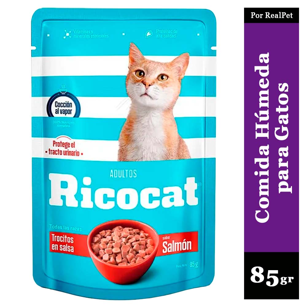 Comida Húmeda para Gato Ricocat Salmón 85gr