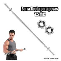 Barra Recta Cromada Para Pesas de 1.50 mts