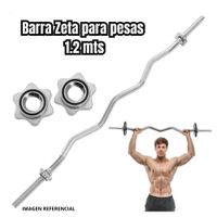 Barra Zeta Cromada Para Pesas de 1.20 mts
