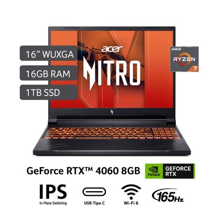 Laptop Acer ANV16-41-R49T AMD Ryzen™ 7 8845HS 16GB RAM 1TB 16