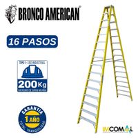 Escalera Fibra de Vidrio Tijera Doble Ascenso de 16 Pasos Cap. Carga Max: 200 Kg Bronco American
