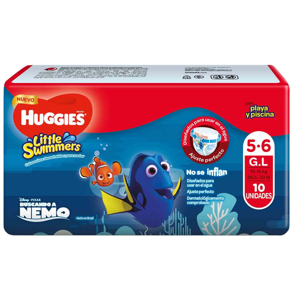 Pañales para Bebé HUGGIES Little Swimmers Talla G Paquete 10un