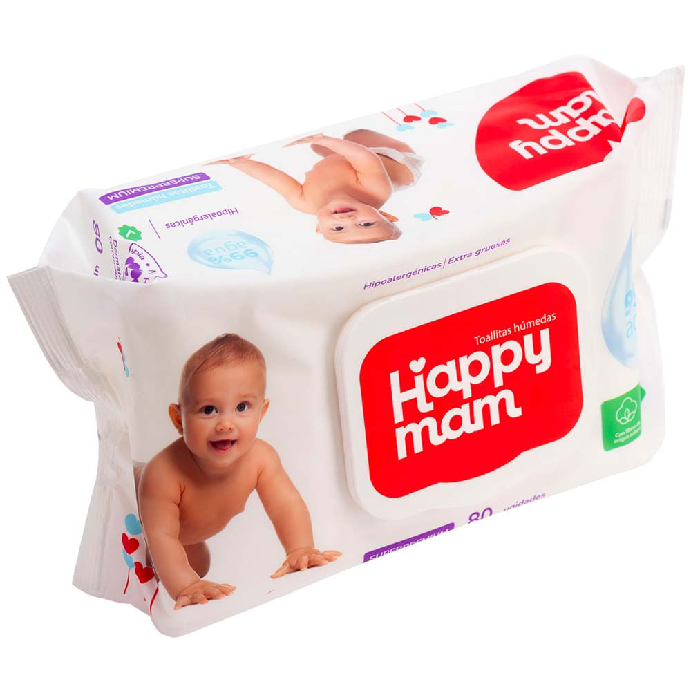 Toallitas Húmedas con Tapa HAPPYMAM Paquete 80un