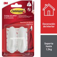 Gancho COMMAND Mediano Blister 2un Blanco