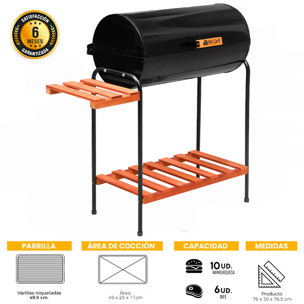 Parrilla Cilíndrica con Tapa MR GRILL