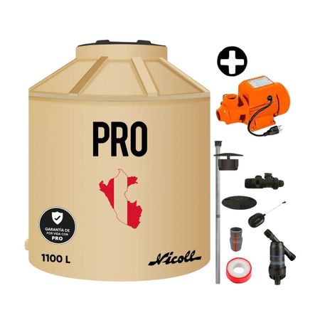 COMBO Bomba periférica 1/2 Hp Munich + Tanque de Agua Arena Pro 1100 litros - Incluye kit de Instalación