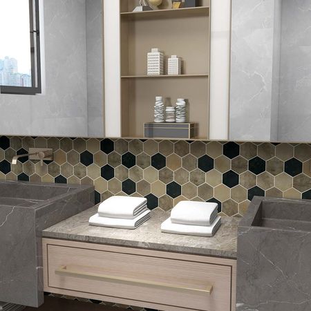 Pepelma Hexágono Vidrio Orange Marrón de Pared 30.2x26.2 cm