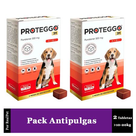 Pack x2 Antipulga Proteggo 3M para Perros de 10 - 20 kg