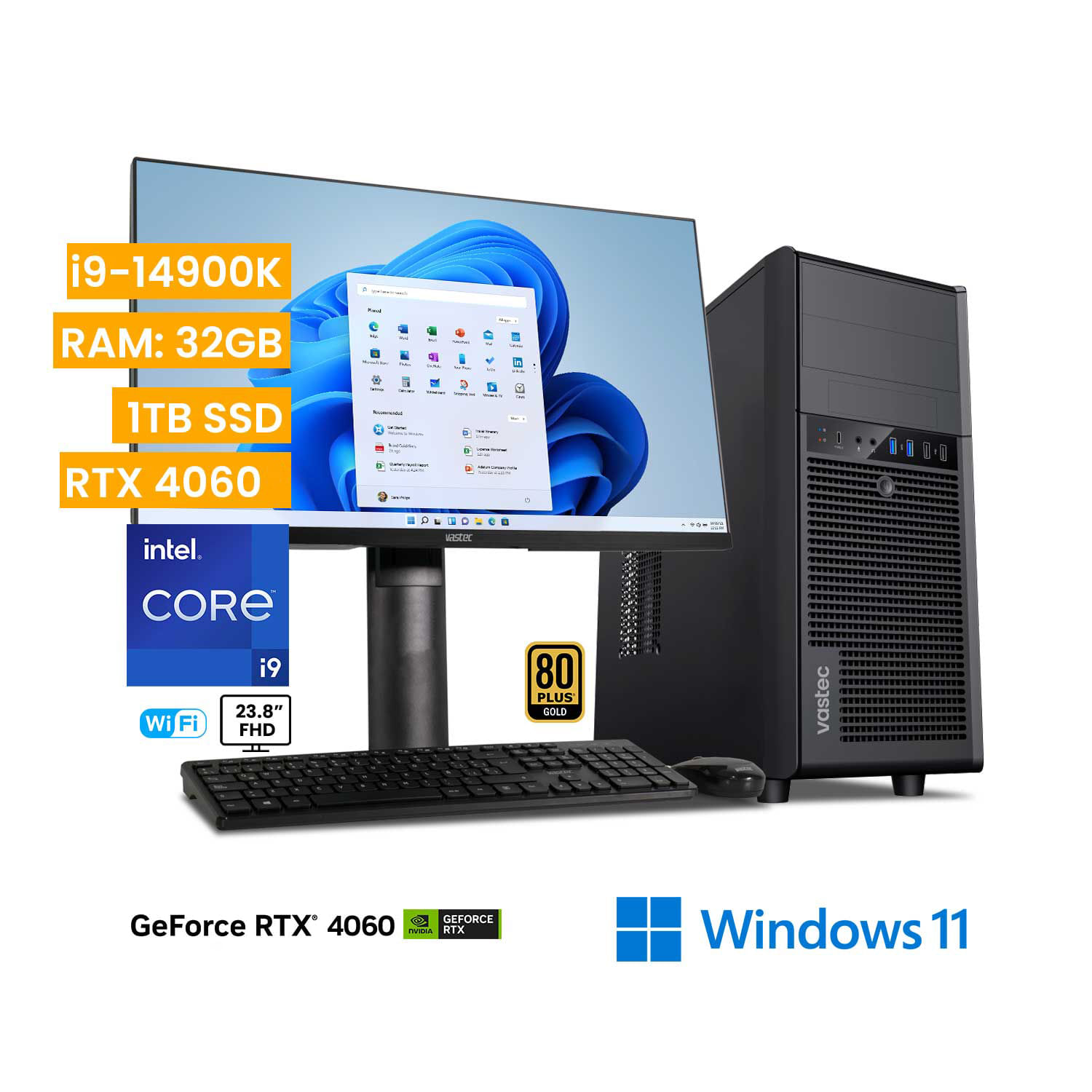 Computadora Vastec Forge i9-14900K 32GB 1TB RTX 4060 Win 11 Pro