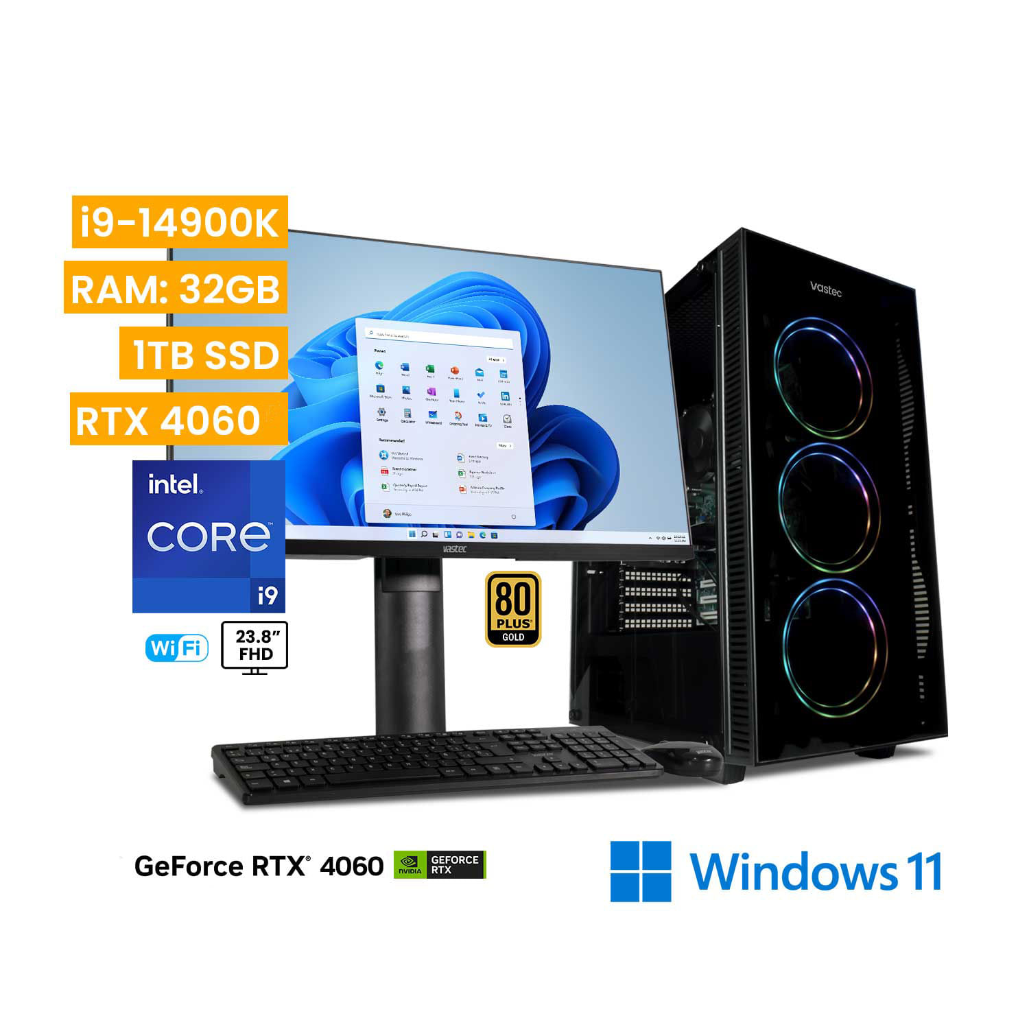 Computadora Vastec Gamer Hero i9-14900K 32GB 1TB RTX 4060 Win 11 Home