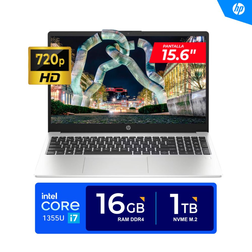 LAPTOP HP 250 G10 15.6"" HD LED Core i7-1355U 5.0GHz 10 Núcleos 16GB DDR4 1TB SSD FREEDOS